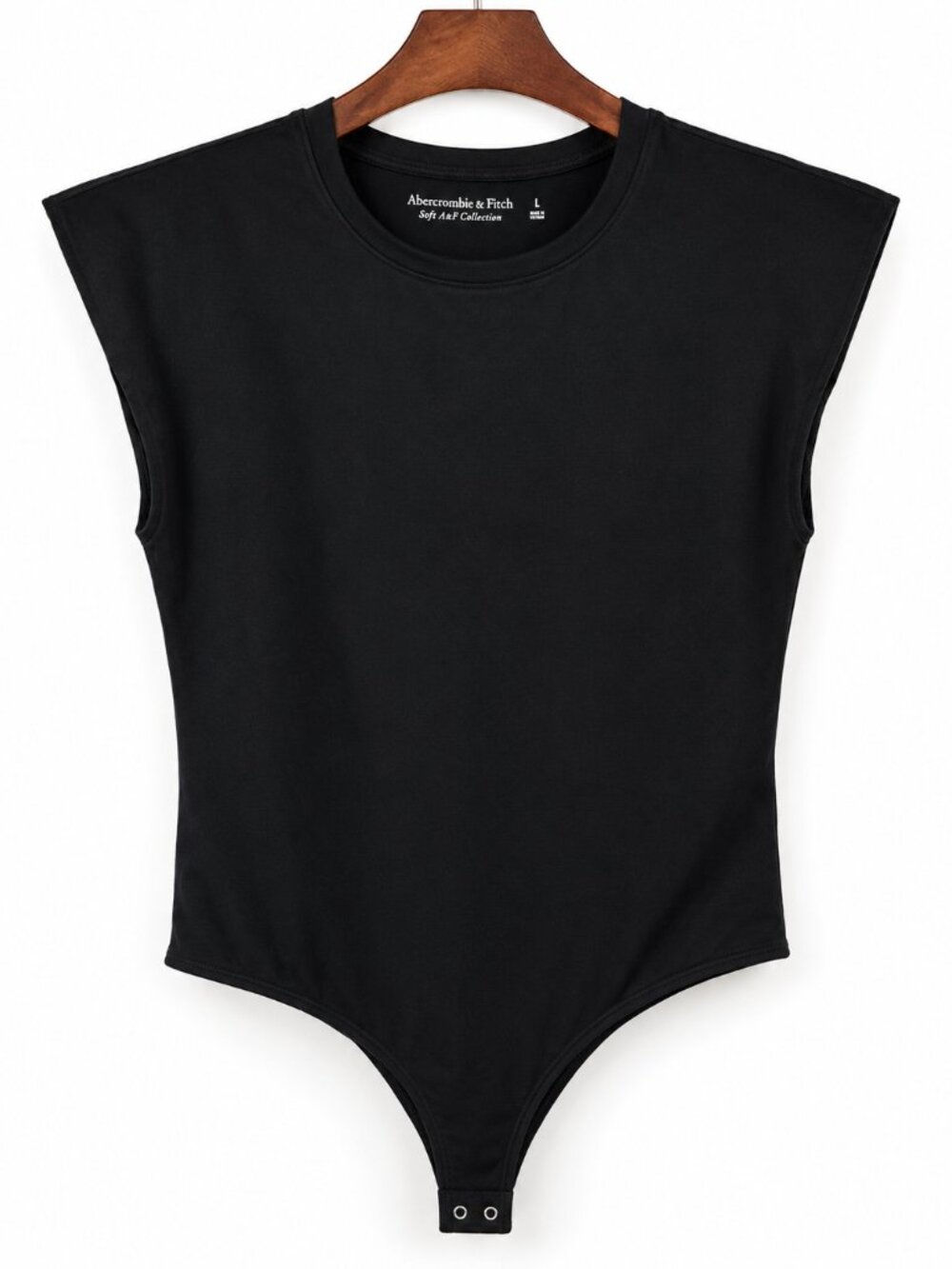 Abercrombie & Fitch Black Padded Shoulder Layering Bodysuit Large
